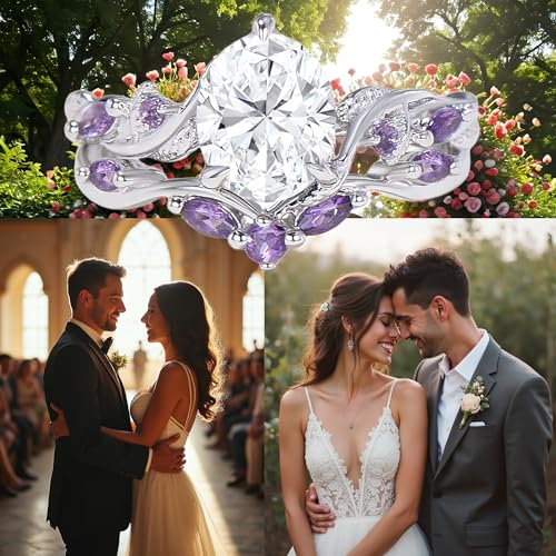 Moissanite Rings for Women Oval 1.5CT 925 Sterling Silver White Gold VVS1 D Color Engagement Promise Oval Rings Bridal Sets Jewelry Gift for Wife/Mother Free Engraving Sizs 4-153