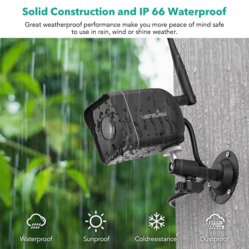 Security Camera Outdoor, wansview 1080P Wired WiFi IP66 Waterproof Surveillance Home Camera with Motion Detection,2-Way Audio, ONVIF and RTSP Protocol and Compatible with Alexa W6-4PACK (Black) by wansview - Used condition - Image 2