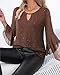 VALOLIA Plus Size Dressy Tops for Women, Ladies Tops and Blouses Long Sleeve V Neck Sparkly Sequin Flowy Tunic Top Vacation Fall Shirts for Women Evening Wear Christmas Night Out Brown XXL