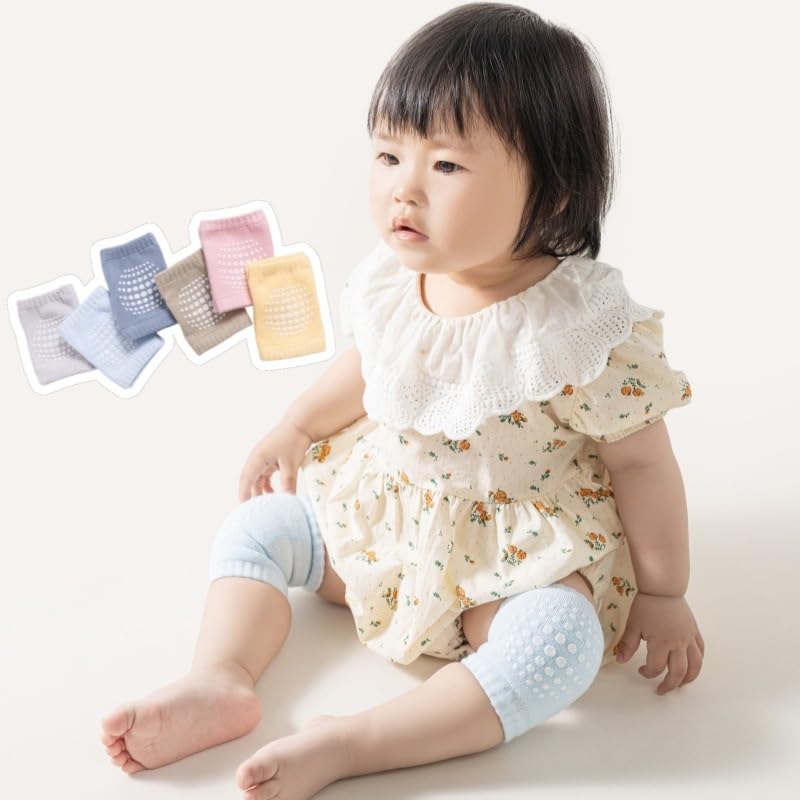 UPAREL Pack of 3 Multicolor Soft Cotton Anti-Slip Baby Knee Pads β Comfortable Knee Protectors for Crawling Infants & Toddlers 2