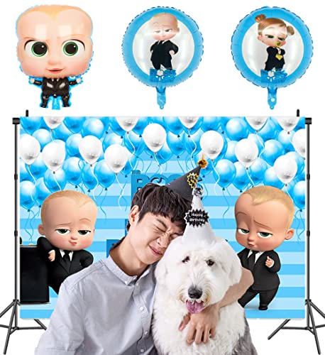 Décoration Anniversaire Bébé Patron Ballons Fête d'Anniversaire Bébé Patron Ballons Bébé Garçon Patron Toile Fond Photographie Anniversaire Bébé Patron Garçon Toile Fond Photo Boss Baby Boy Ballons Cover