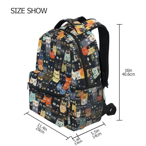 Colorful Cat Kitten Animal Hipster Backpack for School Boys Girls Adults Kids Bookbag Laptop Bag 15L4