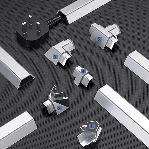 Canal para Gestión de Cables Autoadhesivo, Ocultador de Cables para TV en Pared, Bandeja de Aluminio Impermeable para Oficina en Casa Debajo del Escritorio, 100 cm Largo (Conector2, Ancho x Alto 15x9 mm) miniatura 5