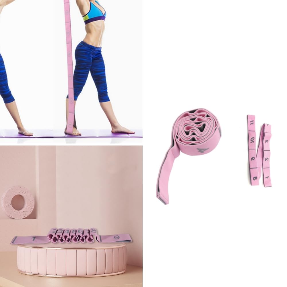 Sangle D’Étirement Enfant XNIVUIS – 8 Boucles, 81cm, Rose, Latex/Polyester, Pour Gymnastique Et Danse