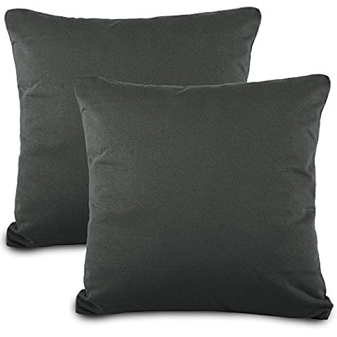 aqua-textil Classic Line Cushion Cover Set of 2 80 x 80 cm Anthracite Grey Cotton Cushion Cover Zip Jersey Cushion Cover Cover