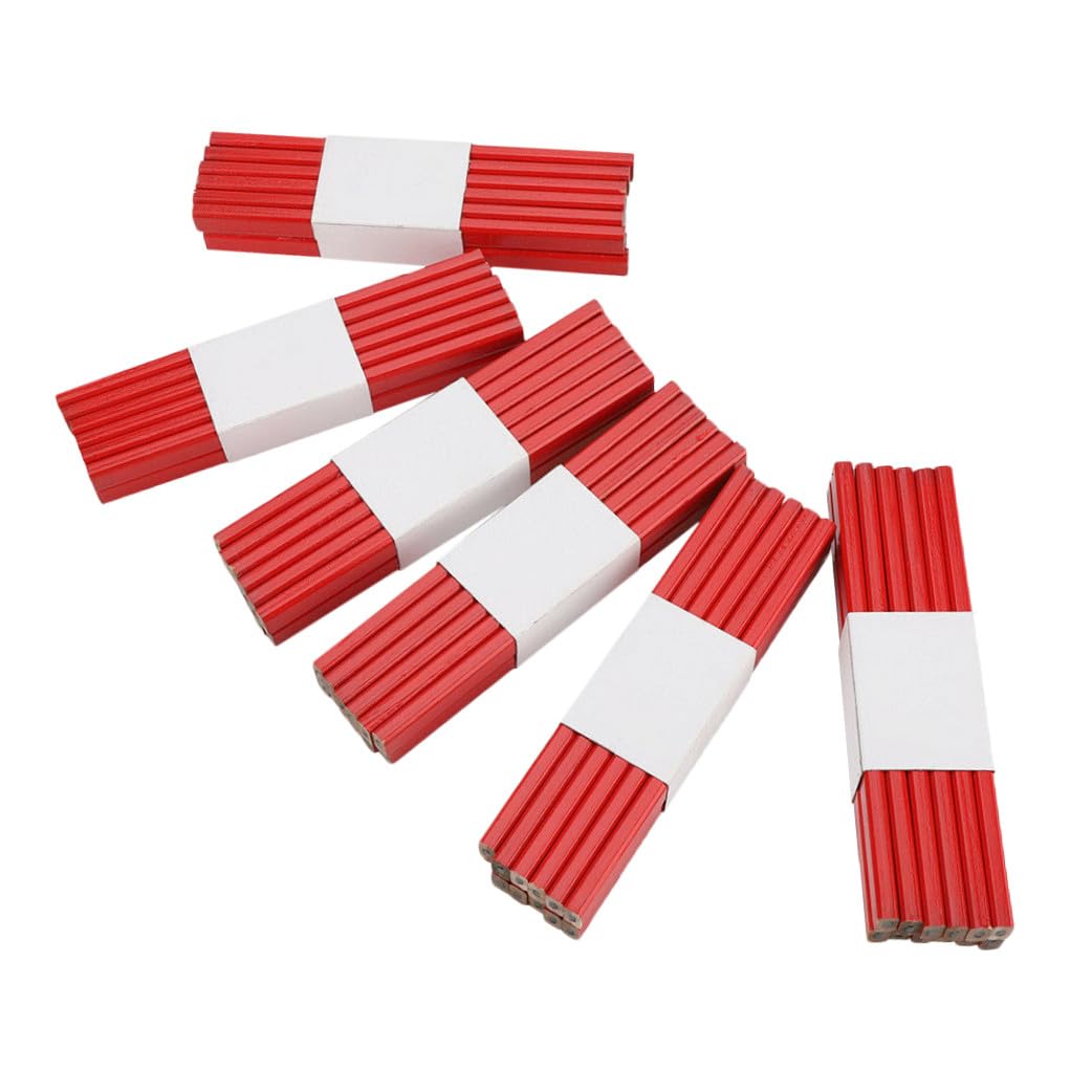 UPKOCH Crayons Octogonaux Travail du Bois 72 Pièces Rouge Dur Mine en Bois pour Marquage Bâtiment Chantier Charpentier Usage Professionnel