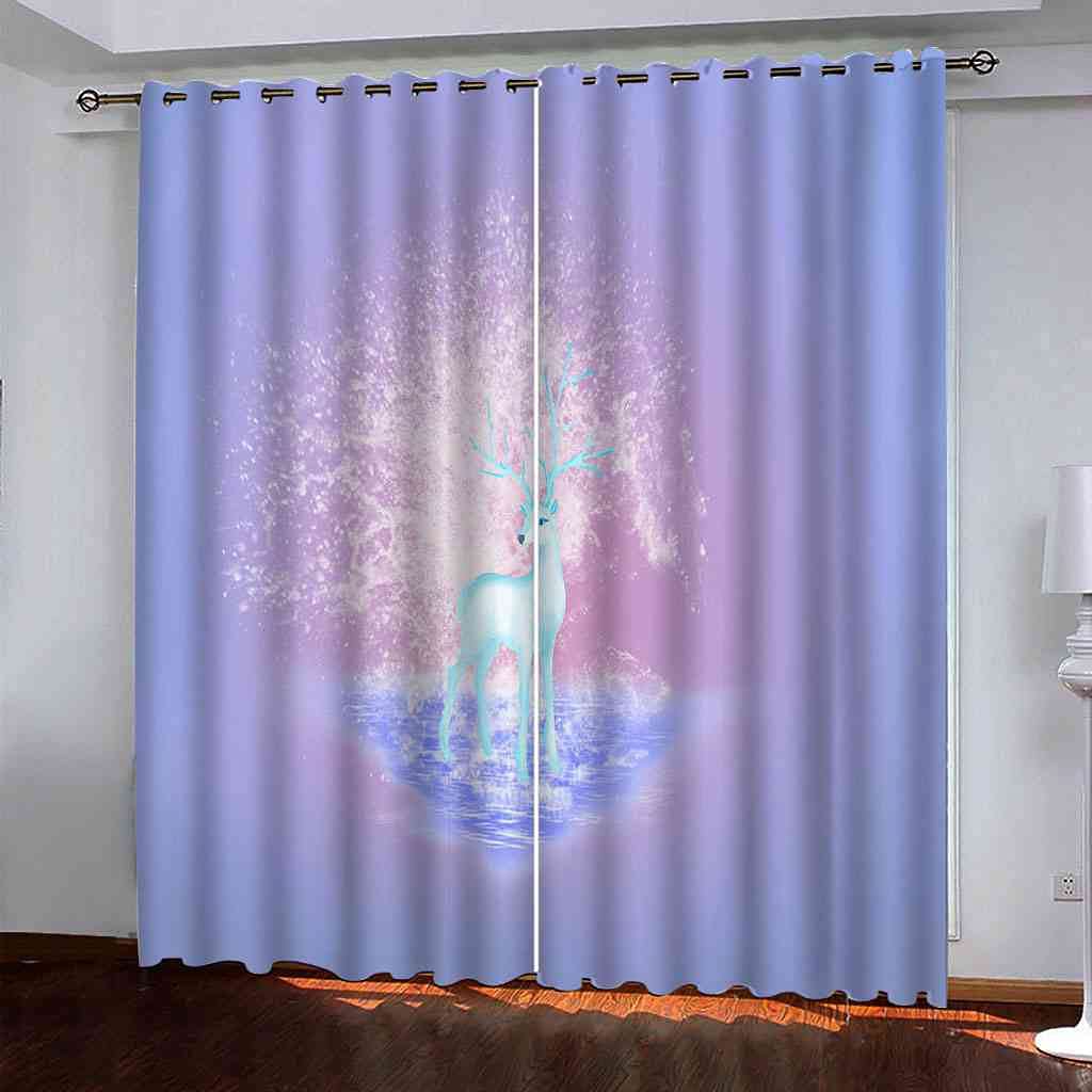 Rideau occultant imprimé 3D élan pour instaurer une ambiance nature au salon