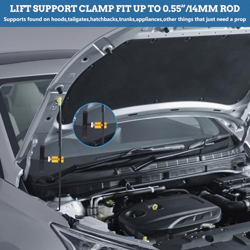 Image of 8Pcs Car Hood Prop Struts Clamp Lift Support Clamp Hoodss Strut Clamps 0.55 inchLift-s Supportss Retaining Clip for Cars Hoods Prop Rod Rod Retaining Holder Tool (BK,YE, RD,BU)