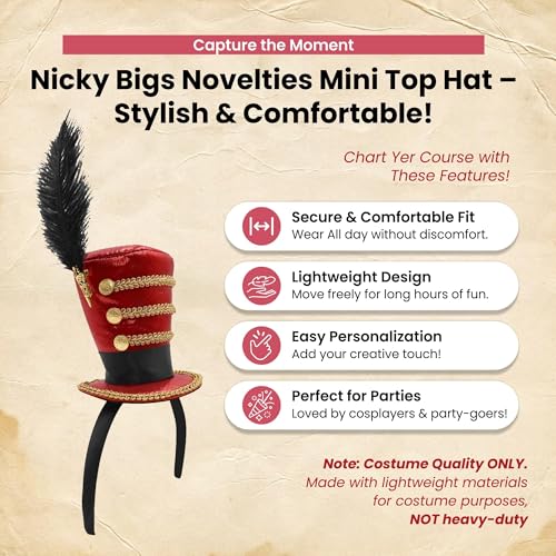 image for Nicky Bigs Novelties Adult Ringmaster Hat Headband Circus Carnival Rin