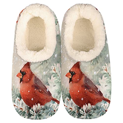 Slippers for Women Mens, Winter Warm Soft Coral Fleece Fuzzy House Slippers Socks Lightweight Portable Comfortable for Indoor Outdoor Bedroom Non-Slip
