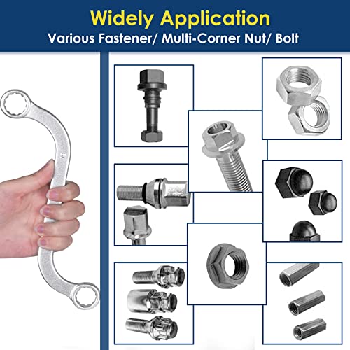 Image of YIYEIE Offset S-Style Box End Wrench Set, 5-Piece, Chrome Vanadium Steel, 10x11mm, 12x13mm, 14x15mm, 16x17mm, 18x19mm
