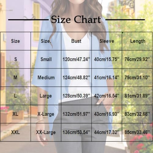 Women's Open Front Cardigan 3/4 Sleeve Lightweight Draped Soft Chiffon Bolero Shrug for Dresses3