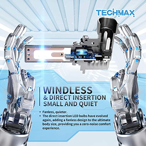 Techmax 9005 Led Headlight Bulbs, Windless Direct Insertion 12000Lm 60W 6500K Xenon White Hb3 Halogen Replacement, Pack Of 2 #TOP2