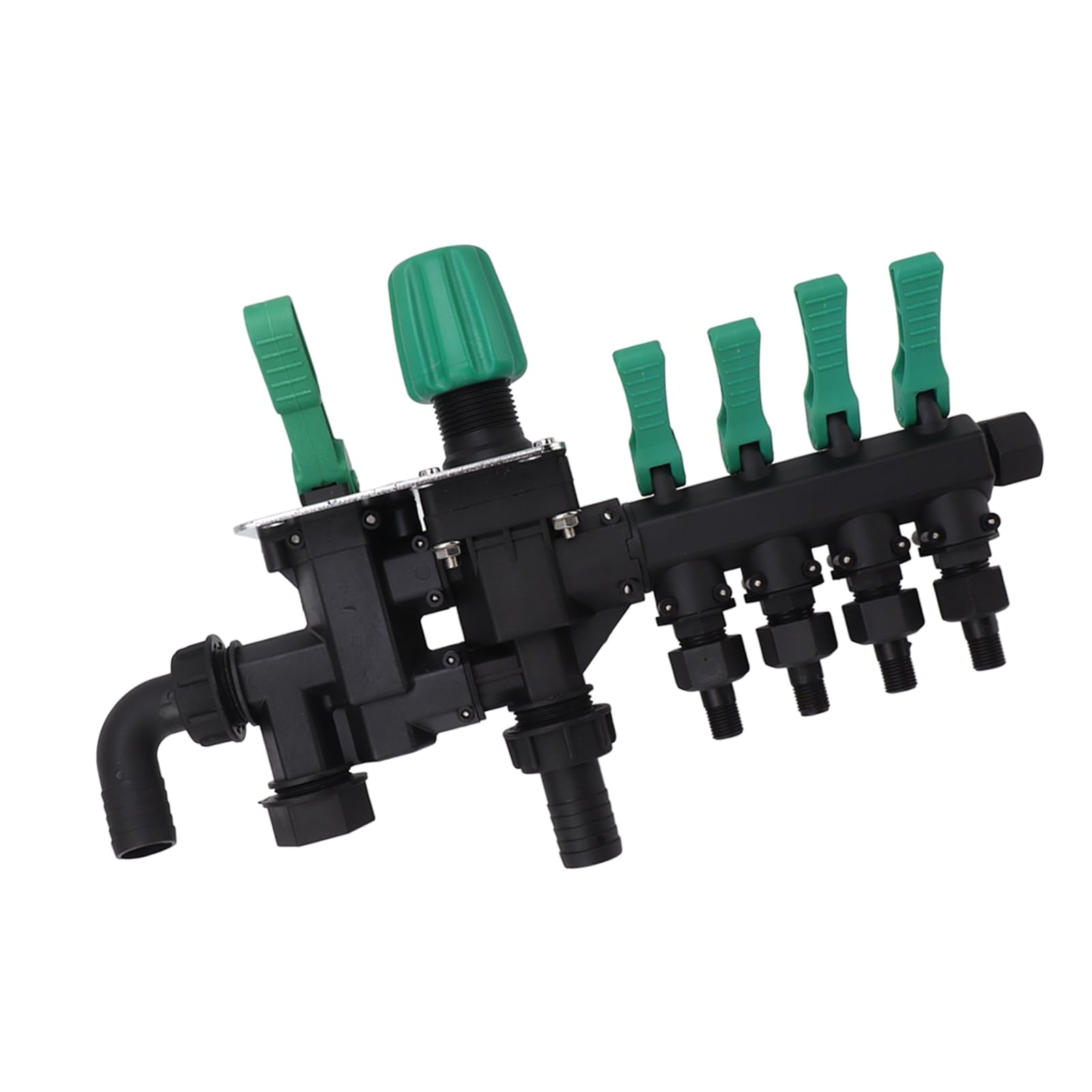 Divisor de Manguera Colector Resistente de 4 Vías con Interruptores Independientes para Uso en Granjas y Jardines Material Duradero Resistente a la Oxidación