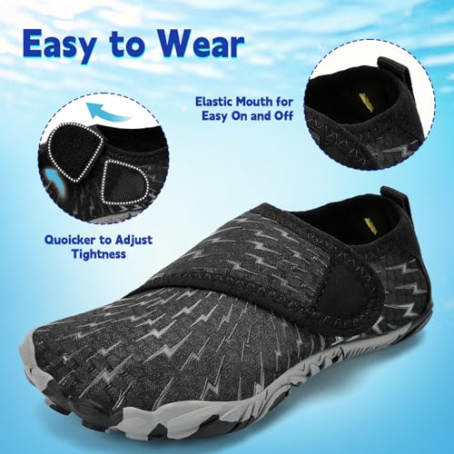Image of Kids Water Shoes Boys Girls - Wide Toe Box Quick Dry Barefoot Shoes Breathable Non Slip Aqua Athletic Sneakers for Swim Beach Pool Kayak Hiking Sand Walking Travel Essentials (Little Kid /Big Kid)