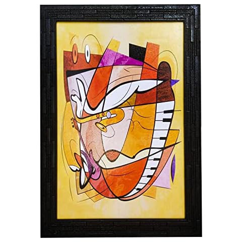 LIFEHAXTORE® Abstract Modern Art Framed Painting | Ready to Hang- (Wooden Frame, Multicolor, 10inch x 14 inch) Cover