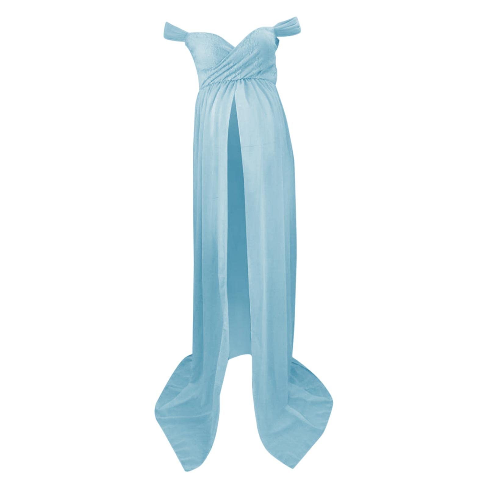 Women Maternity Dress Maxi Dress for Photography Props Photoshoot Wedding M Blue-image-37