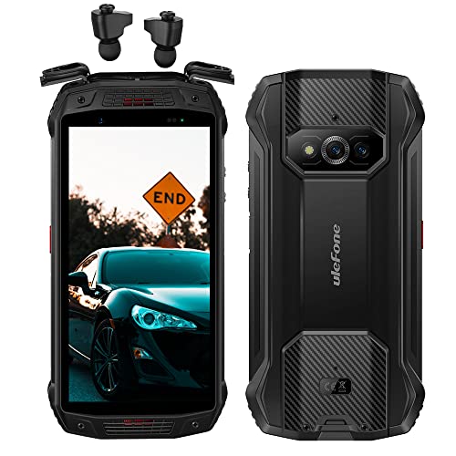 Ulefone Armor 15 Rugged Smartphone with TWS Earbuds, Android 12 6GB+128GB Waterproof Cell Phone, 16MP Camera + 8MP Camera, 5.
