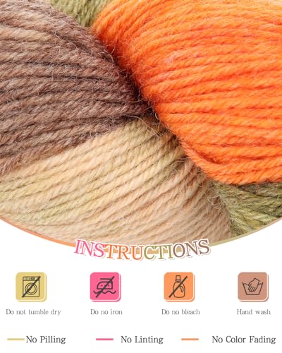 Image of Katech Wool Yarn for Crocheting & Knitting, Hand Dyed Yarns-Brown Orange