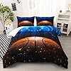 Nttopship Basketball Comforter Set for Boys Teens,3 Pieces Boys Basketball Court Bedding Queen Size Sport Comforter for Teen Boy Room Decor with 1 Comforter 2 Pillowcase #1