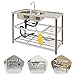 Freestanding Stainless Steel Sink Double Bowl Commercial Restaurant Kitchen Sink with Faucet,Prep & Utility Washing Hand Basin Sink for Home Kitchen Garage