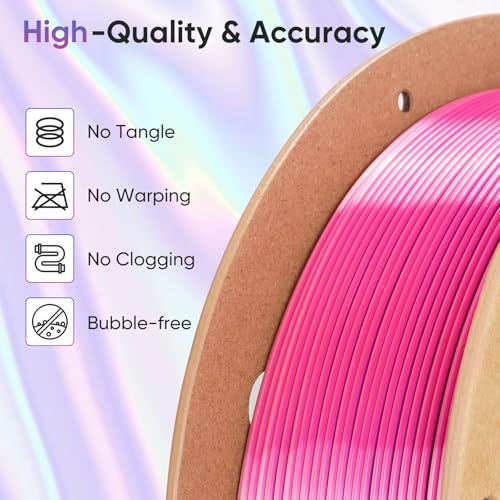 Image of ERYONE Silk Filament PLA+ 1.75mm Shiny 3D Printer Filament, Multicolor PLA 4 in 1, 1kg (2.2LBS) /Spool, HS Silk Quadruple Color Cold Fire Night(Deep Purple & Magenta & Pink & Sky Blue)