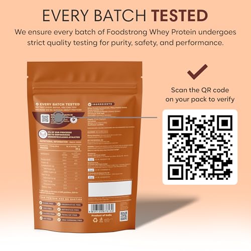 Image of Foodstrong Whey Protein Powder (Concentrate + Isolate), 100% Hormone Free Grass-Fed Whey, 26G Protein & 6.6G BCAA, Peanut Butter, With Turmeric & Digestive Enzymes, 1KG