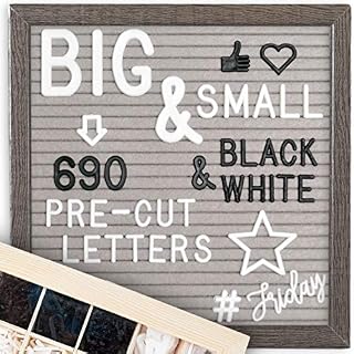 Letter Board 10"x10" (Dark Frame) +690 PRE-Cut Letters +Bonus Cursive Words +Stand +Sorting