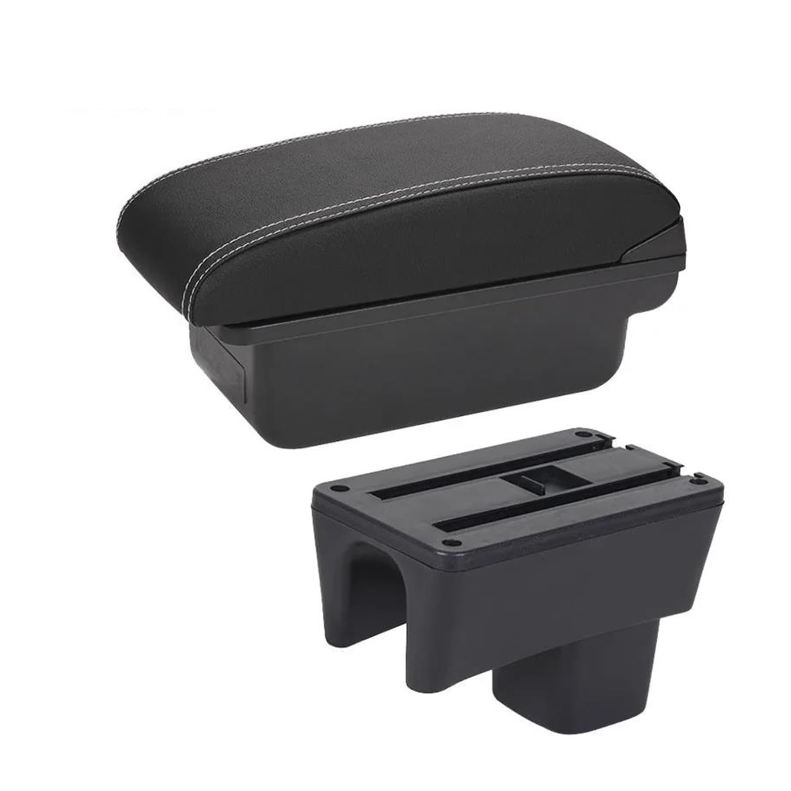 For Suzuki For Swift Armrest Box Car Armrest Car Accessories Interior Storage Box Parts 2005-2023(C3 Black white NOUSB)
