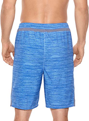 Reebok Men's Swimwear 9" Sport Mesh Volley Upf Elastic Waist Swim Shorts Bathing Suit Trunks, Fluid Blue, S #TOP3
