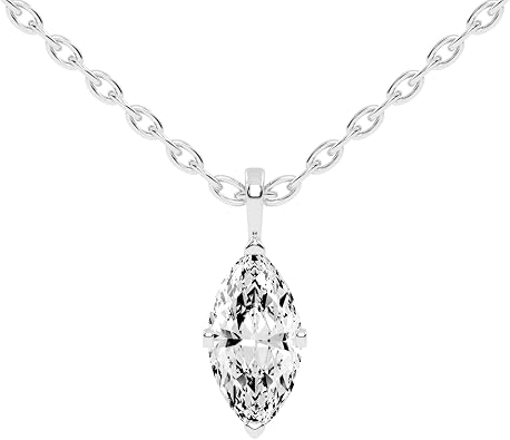 Marquise Cut Solitaire Pendant In Lab Grown Diamond For Women in 14k Gold, Platinum IGI Certified 0.50-3 Ct, F-G Color, VS1-VS2 Clarity