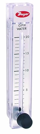 Dwyer Rate-Master Flowmeter, RMB-83-SSV, 3% Acc, 1-20 GPH Water, SS Valve, PC Body