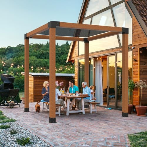 VEVOR Pergola Bracket Kit 6''x6''(Inner Size 5.6x5.6), 4pcs 3-Way Heavy Duty Corner Bracket Woodworks DIY Post Base Kit, Easy Installation Wooden Beams for Gazebos, Patio Pergolas, Log Cabin Outdoor by VEVOR - Image 8