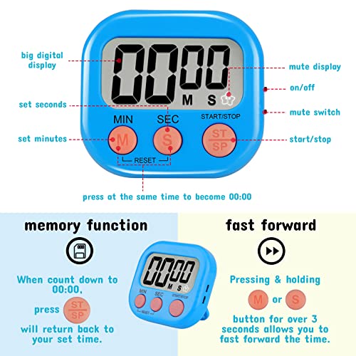 Time Timer Digital Timer (4-Pack) - Magnetic Timer With Cute Star Blink, Timer For Kids With Mute Button, Countdown Timer For Cooking Gym Study #TOP2