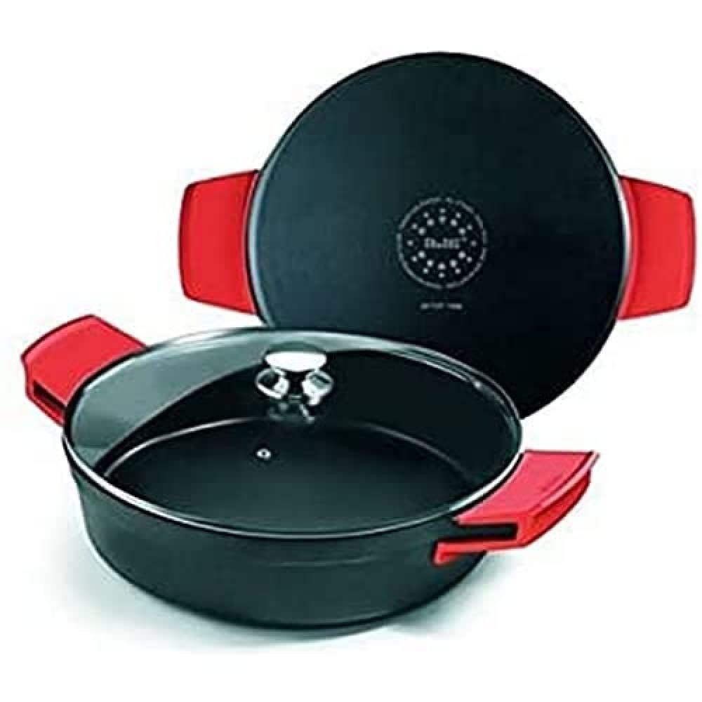 IBILI Excellent Titanio Cast Aluminium Stew Pot, Glass Lid and Silicone Grips, 32 cm, Non-Stick, Suitable for Induction Hobs