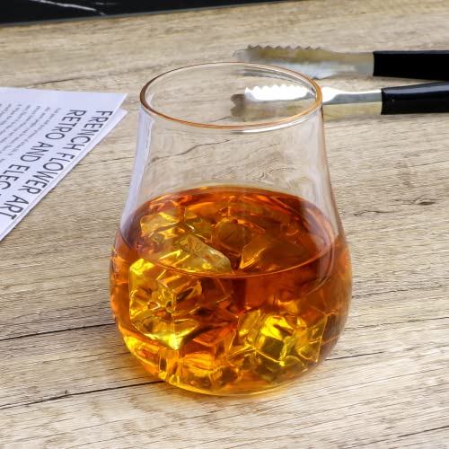 Ufrount Stemless Wine Glasses Set of 12,8 OZ Tulip Shaped Whiskey Tasting Glass Snifter,Old Fashioned Bourbon Glasses Wide Bowl Narrow Rim Scotch Snifter for Cognac,Restaurant - Thumbnail 4