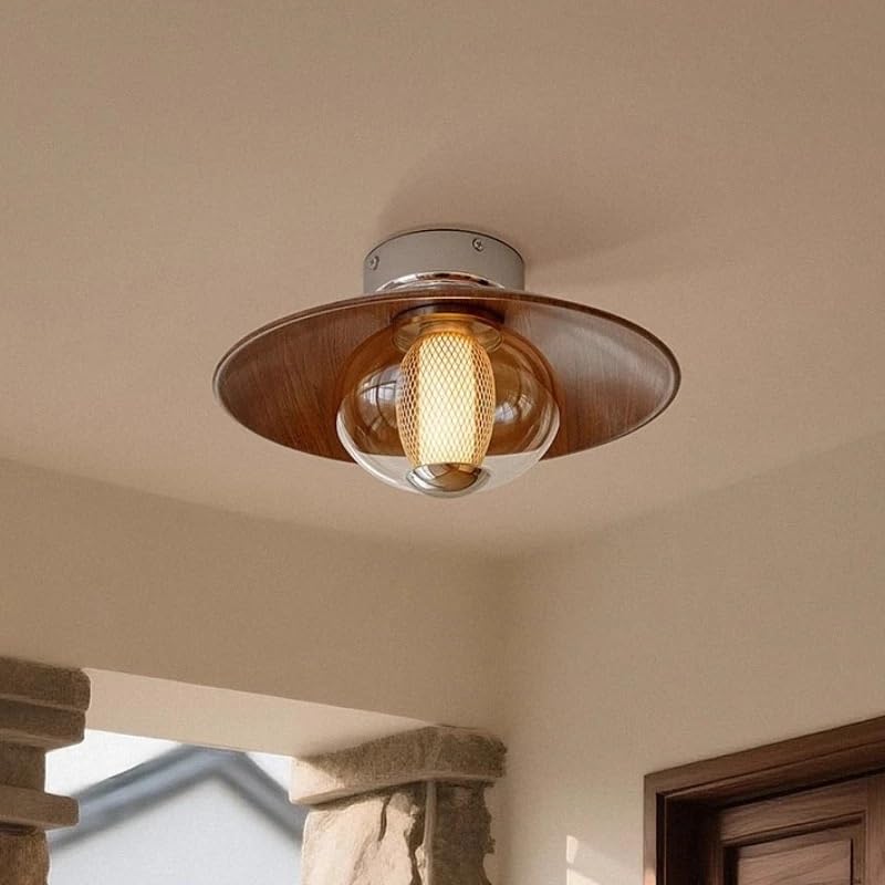 Lustre Plafonnier LED Rétro Verre UFO Lampe Plafond Salon Chambre Entrée