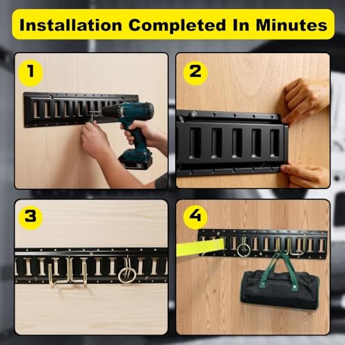 Indusafe 4 Pack 2FT E Track Tie Down Rail Kit, Heavy Duty Thickened Steel Rails, E-Track Trailer Tie-Down System Secures Cargo and Heavy Loads for Garages, Vans, Motorcycle Tie Downs by Indusafe - Used condition - Image 4