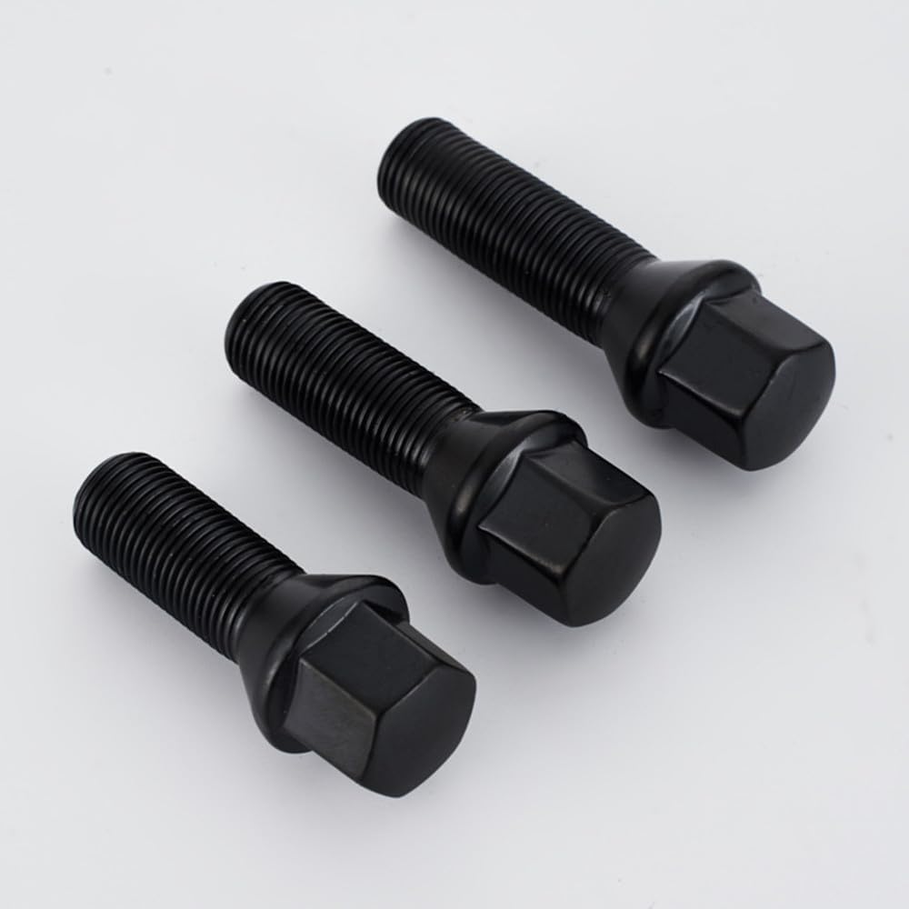 10pcs Cone Seat Lug Bolts Conical 17mm Hex 35mm/40mm/45mm Shank Length m12x1.5,m14x1.25.m14x1.5 wheel bolts black(Shank 45mm,M14x1.5)