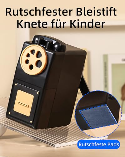 ZMOL Manueller Kurbe Anspitzer für Buntstifte, 6 Größen für 6-12 mm Buntstifte Anspitzer mit Einstellbare Spitze, für Kinder, Studentin, Klassenzimmer, Zuhause/Büro/Schule, Schwarz.