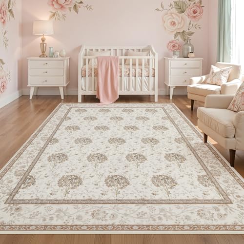 Tapete decorativo Joydeco floral 8x10 rosa lavable miniatura 4