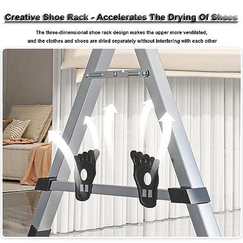 Stainless Steel Clothes Drying Rack with Shoe Rack - Heavy Duty Indoor Outdoor Laundry Hanger Rack with Wheels - Image 5