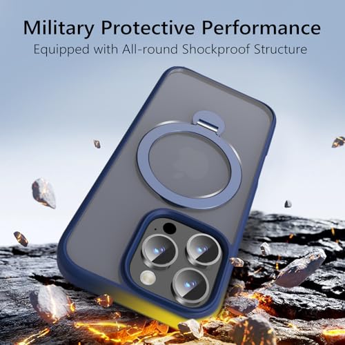 TaeliorTech Upgraded 360° Rotatable Magnetic Ring Stand for iPhone 16 Pro Case 6.3'',Military Drop Protection,Compatible with MagSafe,Translucent Case for iPhone 16 Pro Phone Case,Blue by TaeliorTech - Used condition - Image 5