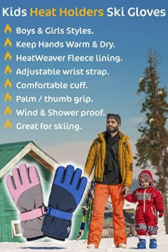 HEAT HOLDERS - Kids Boys Girls Waterproof Warm Fleece Lined Insulated Winter Thermal Ski Gloves