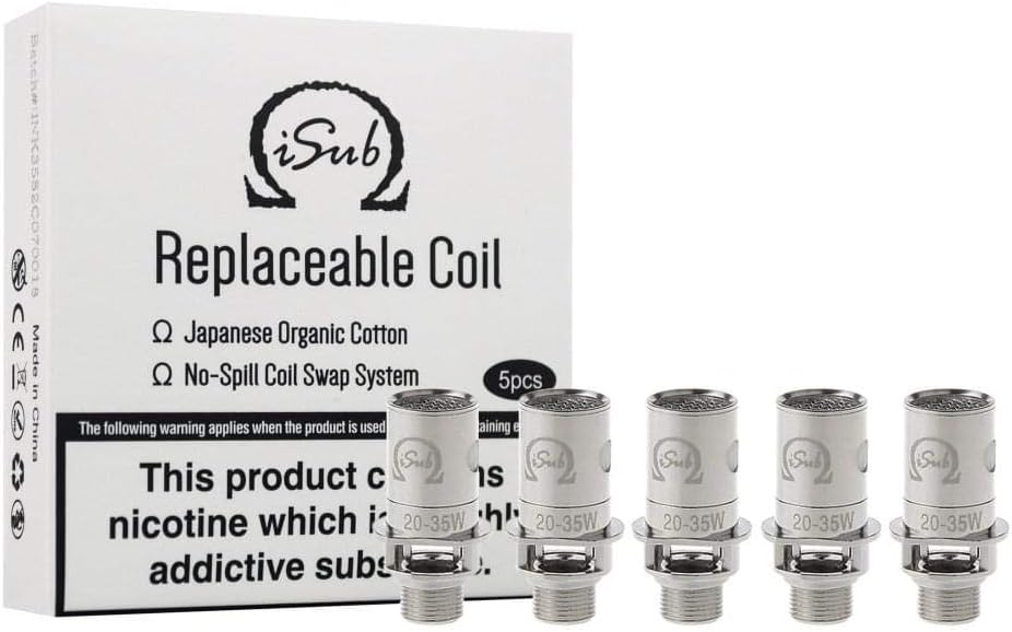 INNOKINiSub Standard Replacement Coils, 0.5 Ohm, Original Verification Sticker, Pack of 5, Innokin Vaping Coils, No Nicotine