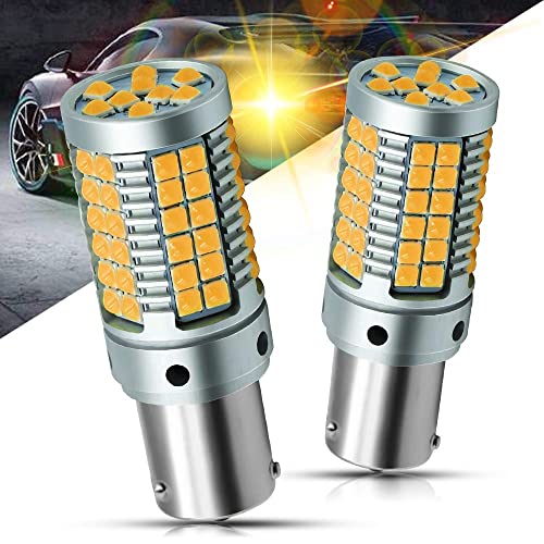 YEORO BAU15S 1156 PY21W S25 LED Bulb Amber No Hyper Flash Turn Signal Lights 23Watts Super Bright 3030 69-SMD LED Bulb with CANBUS Error Free For Reverse Brake Lights,2-Pack.
