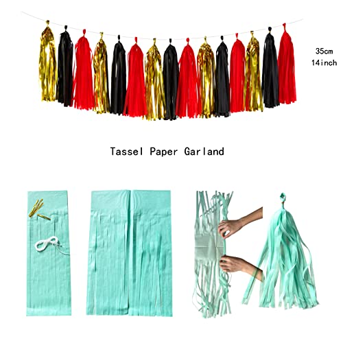 Image of Red-Black Gold Casino-Theme Graduation Party-Decorations - 23pcs Kits Game Night Streamer Tissue Paper Pom Poms,Tassel Garland Banner,Birthday Wedding Baby Bridal Shower Decor Lasting Surprise