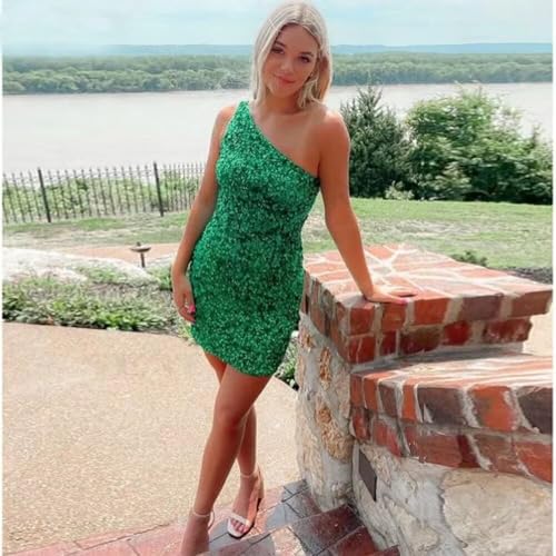 One Shoulder Sequin Homecoming Dresses Tight Short Prom Dress Cocktail Party Gowns for Teens4