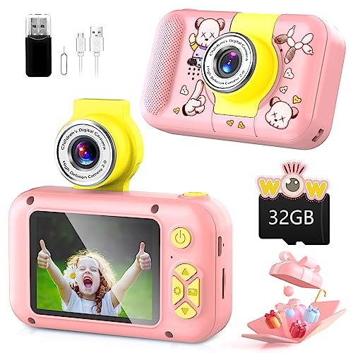 ARNSSIEN Kids Camera Toy for 3 4 5 6 7 8 9 10 11 12 year old Girls/Boys,Kids Digital Camera for Toddler with 180°Flip Lens&2.4in IPS Screen,Birthday Festival Present Toy for Girls/Boys,32 GB