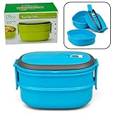 Microwavable Lunch Box- Stacking Two Tier Tiffin with Vacuum Seal Lid with carrying handles- BPA Free